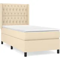 vidaXL Lit boxspring avec matelas Crème 90x200 cm Tissu