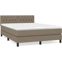 vidaXL Lit boxspring avec matelas Taupe 140x200 cm Tissu