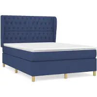vidaXL Lit boxspring avec matelas bleu 140x190 cm Tissu