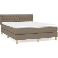 vidaXL Lit boxspring avec matelas Taupe 140x190 cm Tissu