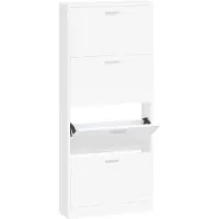vidaXL Armoire à chaussures Blanc 59x17x150 cm Bois d'ingénierie