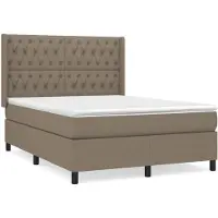 vidaXL Lit boxspring avec matelas Taupe 140x200 cm Tissu