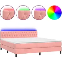 vidaXL Sommier tapissier avec matelas et LED Rose 160x200 cm Velours