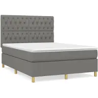 vidaXL Lit boxspring avec matelas gris foncé 140x200 cm Tissu