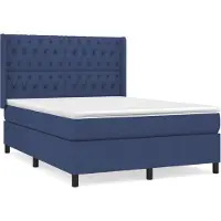 vidaXL Lit boxspring avec matelas bleu 140x190 cm Tissu