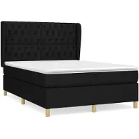 vidaXL Lit boxspring avec matelas noir 140x200 cm Tissu