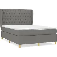 vidaXL Lit boxspring avec matelas gris foncé 140x190 cm Tissu
