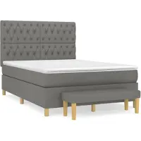 vidaXL Lit boxspring avec matelas gris foncé 140x200 cm Tissu