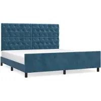vidaXL Cadre de lit sans matelas bleu foncé 160x200 cm velours