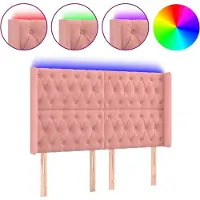 vidaXL Tête de lit LED rose 147x16x118/128 cm velours