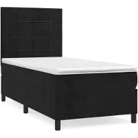 vidaXL Lit boxspring avec matelas noir 100x200 cm velours
