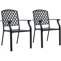 vidaXL Chaises de jardin empilables 2 pcs. acier noir