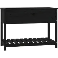 vidaXL Jardinière avec étagère Noir 111,5x54x81 cm Bois massif de pin