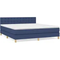vidaXL Lit boxspring avec matelas bleu 180x200 cm Tissu