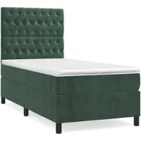 vidaXL Lit boxspring avec matelas vert foncé 90x190 cm velours