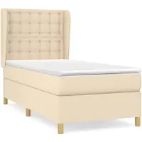 vidaXL Lit boxspring avec matelas Crème 100x200 cm Tissu