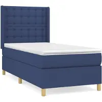 vidaXL Lit boxspring avec matelas bleu 100x200 cm Tissu