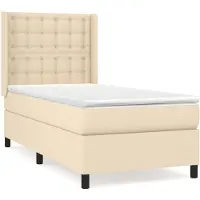 vidaXL Lit boxspring avec matelas Crème 90x190 cm Tissu