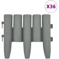 vidaXL Bordure de pelouse 36 pcs. Gris 10 m PP