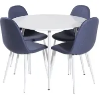 Ebuy24 PlazaWHWH100 ensemble table, table blanc et 4 Polar chaises bleu, blanc.