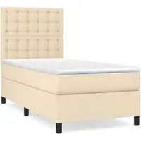 vidaXL Lit boxspring avec matelas Crème 90x200 cm Tissu