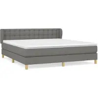 vidaXL Lit boxspring avec matelas gris foncé 180x200 cm Tissu