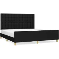 vidaXL Cadre de lit avec tête de lit noir 180x200 cm Tissu