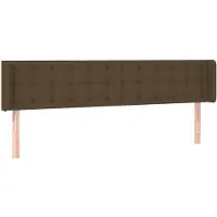 vidaXL Tête de lit avec oreilles brun foncé 203x16x78/88 cm Tissu