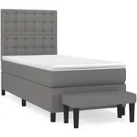 vidaXL Lit boxspring avec matelas gris foncé 100x200 cm Tissu