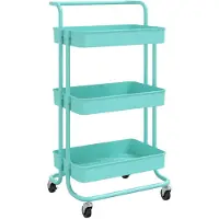 vidaXL Chariot de cuisine 3 plateaux turquoise 42x35x85 cm Fer et ABS