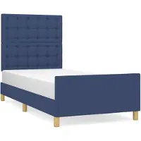 vidaXL Cadre de lit avec tête de lit bleu 80x200 cm Tissu