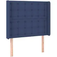 vidaXL Tête de lit avec oreilles bleu 103x16x118/128 cm Tissu