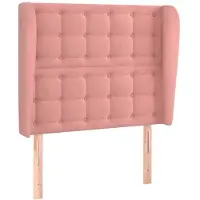 vidaXL Tête de lit avec oreilles rose 93x23x118/128 cm velours
