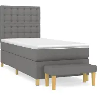 vidaXL Lit boxspring avec matelas gris foncé 90x200 cm Tissu