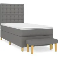 vidaXL Lit boxspring avec matelas gris foncé 100x200 cm Tissu