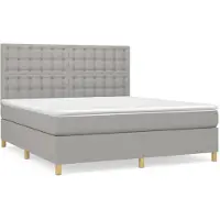 vidaXL Lit boxspring avec matelas gris clair 180x200 cm Tissu
