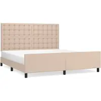 vidaXL Cadre de lit avec tête de lit cappuccino brun 180x200 cm similicuir