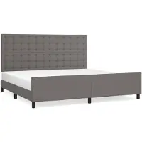 vidaXL Sommier avec tête de lit Gris 200x200 cm Similicuir