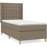 vidaXL Lit boxspring avec matelas Taupe 90x190 cm Tissu