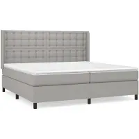 vidaXL Lit boxspring avec matelas gris clair 200x200 cm Tissu