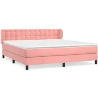vidaXL Lit boxspring avec matelas rose 180x200 cm velours