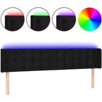 vidaXL Tête de lit LED noir 163x16x78/88 cm Tissu