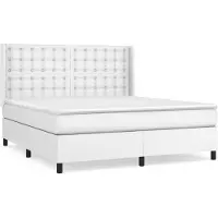 vidaXL Lit boxspring avec matelas blanc 180x200 cm similicuir