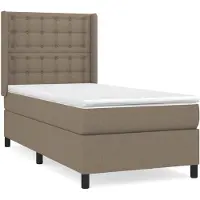 vidaXL Lit Boxspring avec matelas Taupe 80x200 cm Tissu