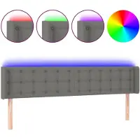 vidaXL Tête de lit LED gris foncé 203x16x78/88 cm Tissu