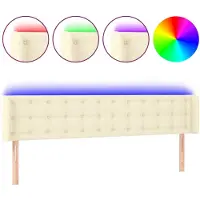 vidaXL Tête de lit LED Crème 183x16x78/88 cm Similicuir