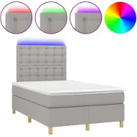 vidaXL Lit boxspring avec matelas & LED gris clair 120x200 cm Tissu