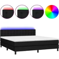 vidaXL Lit Boxspring avec matelas & LED Noir 160x200 cm Tissu