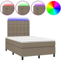 vidaXL Lit Boxspring avec matelas & LED Taupe 120x200 cm Tissu