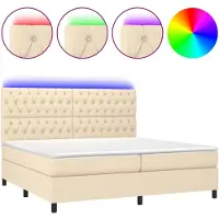vidaXL Lit boxspring avec matelas & LED Crème 200x200 cm Tissu
